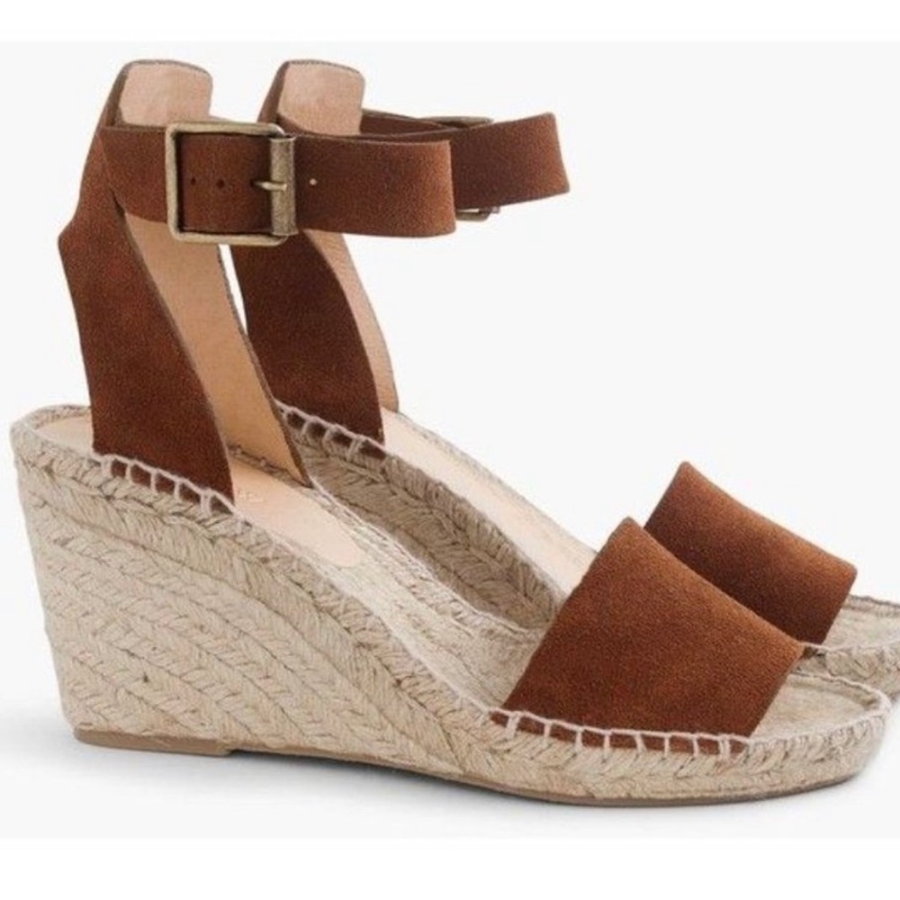 J. Crew Corsica Espadrille Wedge Heels Brown